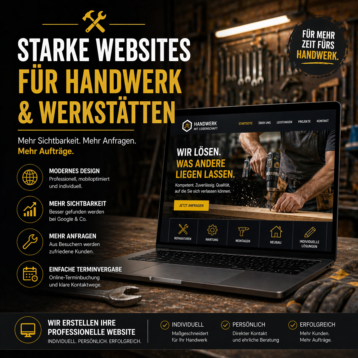 Beispielprojekt Werkstatt / Handwerk Webseite